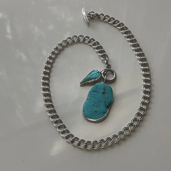 Amy Kahn Russell AKR Sterling Silver Turquoise Necklace - 16".  50 grams - Picture 5 of 14